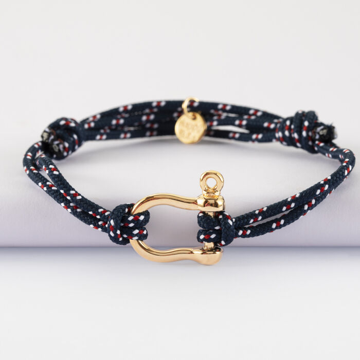 Bracelet homme cordage marin double manille plaqué or 20 mm