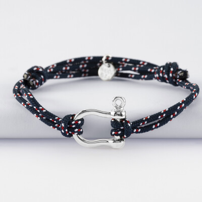 Bracelet homme cordage marin double manille argent 20 mm