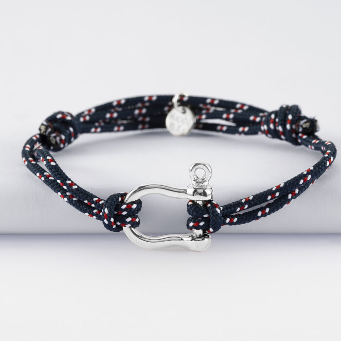 Bracelet homme cordage marin double manille argent 20 mm