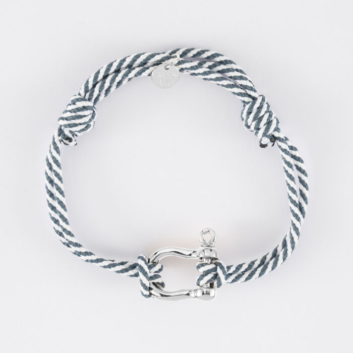 Bracelet homme cordon marin double tressé manille argent 20 mm