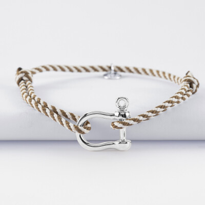Bracelet homme cordon marin tressé manille argent 20 mm