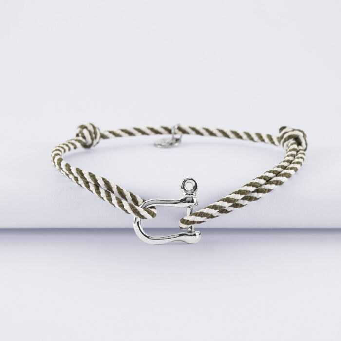 Bracelet homme cordon marin tressé manille argent 15 mm