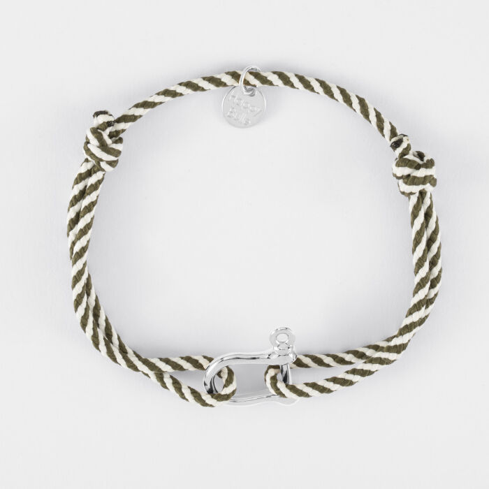 Bracelet homme cordon marin tressé manille argent 15 mm
