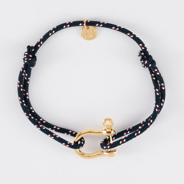 Bracelet homme cordage marin manille plaqué or 20 mm