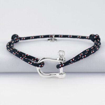 Bracelet homme cordage marin manille argent 20 mm