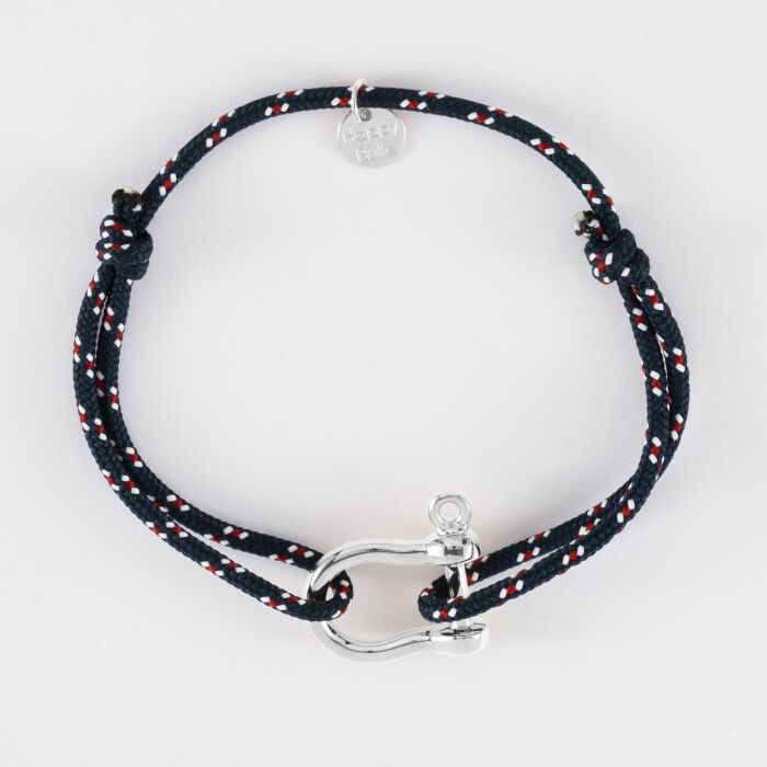 Bracelet homme cordage marin manille argent 20 mm