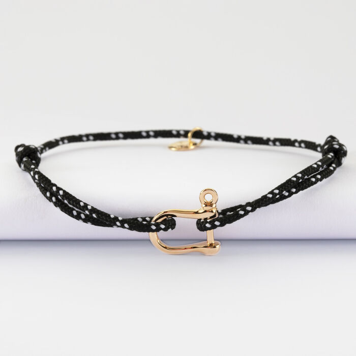 Bracelet homme cordage marin manille plaqué or 15 mm