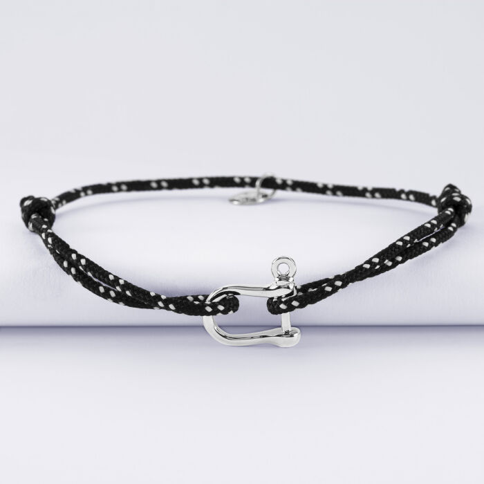 Bracelet homme cordage marin manille argent 15 mm