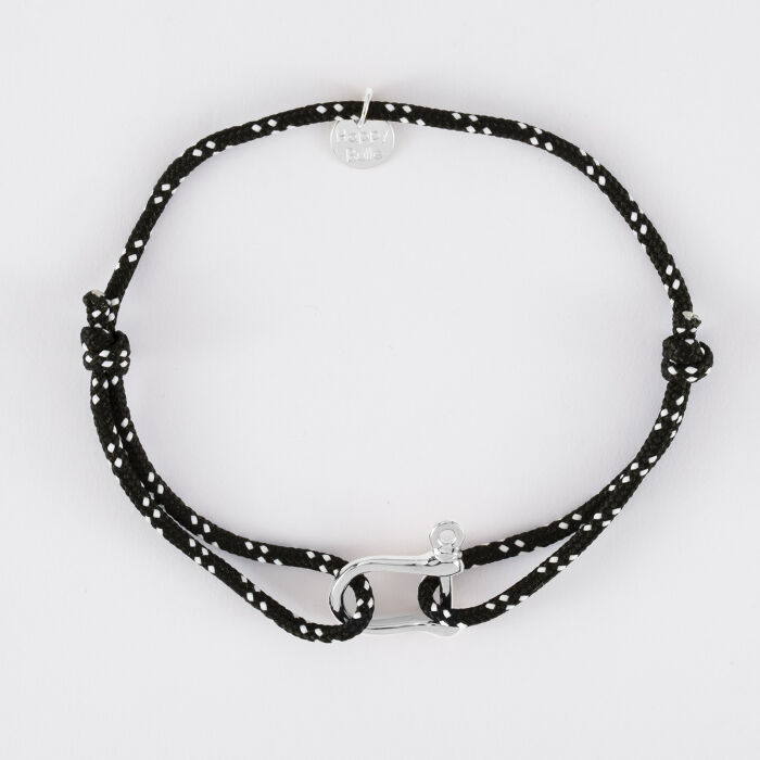 Bracelet homme cordage marin manille argent 15 mm