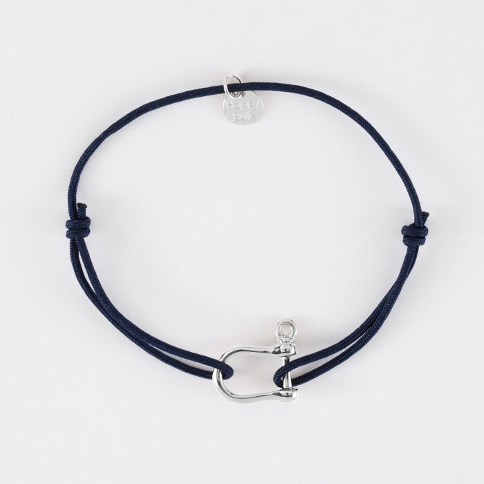 Bracelet homme cordon simple manille argent 15 mm