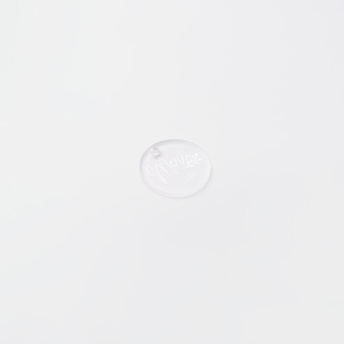 Etiquette cadeau personnalisée Merci initiales mariés acrylique givré 35x35 - Bohème