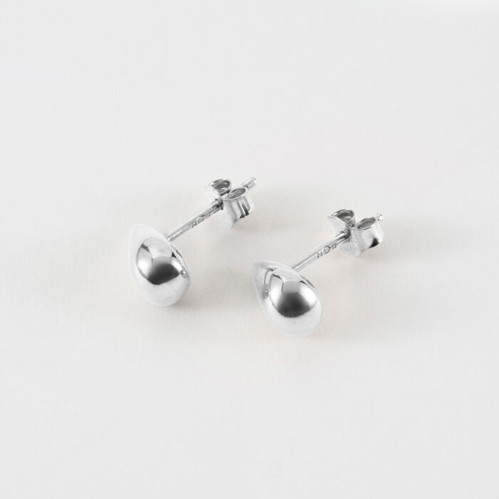 Boucles d'oreilles puces goutte 10 mm argent - biais