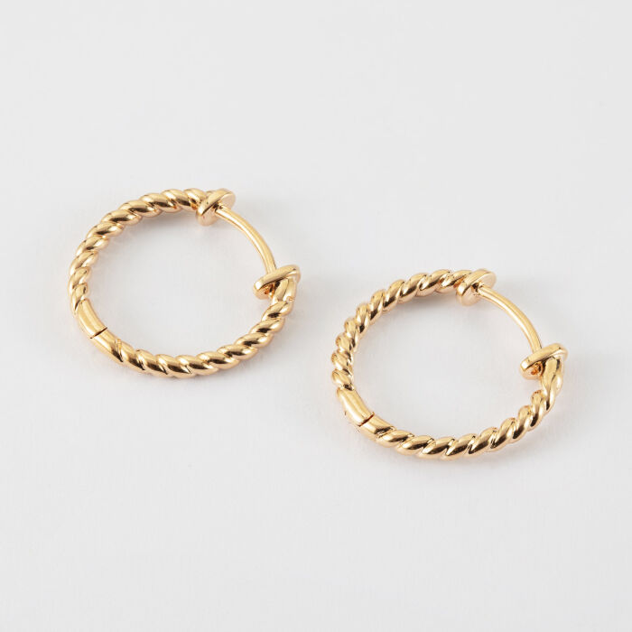 Boucles d'oreilles créoles torsadées 20mm plaqué or - biais