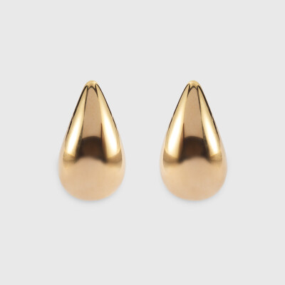 Boucles d'oreilles puces goutte 18 mm plaqué or - face