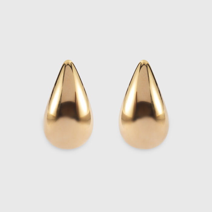 Boucles d'oreilles puces goutte 18 mm plaqué or - face