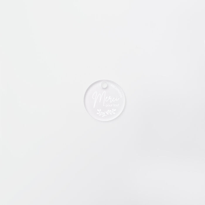Etiquette cadeau illustrée Merci acrylique givré 35x35 - Bohème