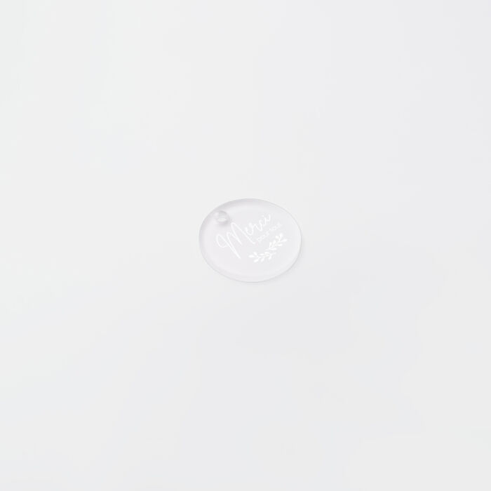 Etiquette cadeau illustrée Merci acrylique givré 35x35 - Bohème