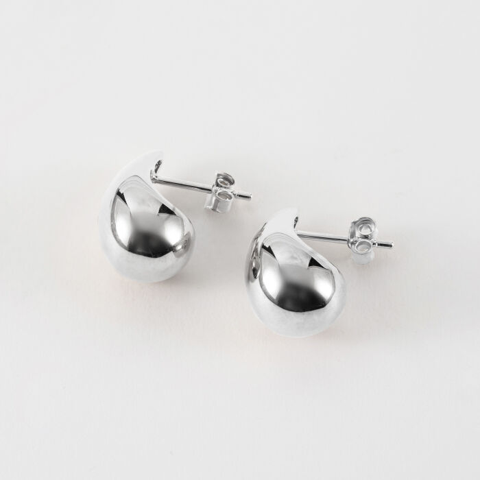 Boucles d'oreilles puces goutte 18 mm argent - de biais