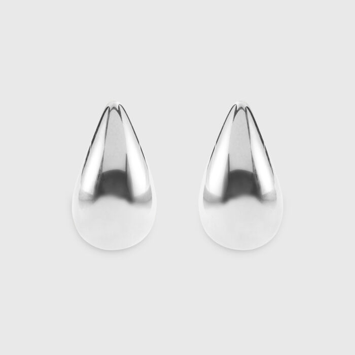 Boucles d'oreilles puces goutte 18 mm argent - face