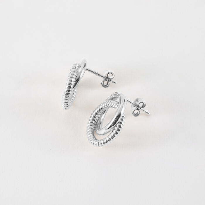 Boucles d'oreilles puces anneaux entrelacés argent - de bias