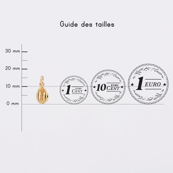 Breloque coquillage cauri plaqué or 10 mm - comparaison pièce