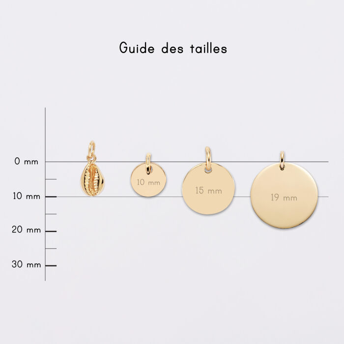 Breloque coquillage cauri plaqué or 10 mm