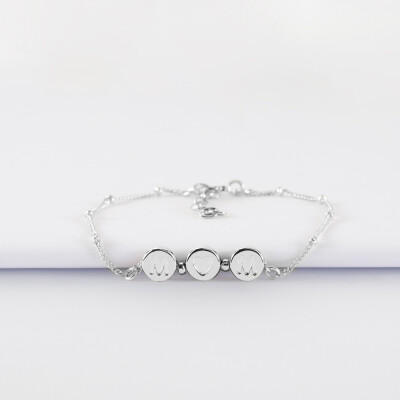 Bracciale catena Mamma perle marchiate "Mom" argento