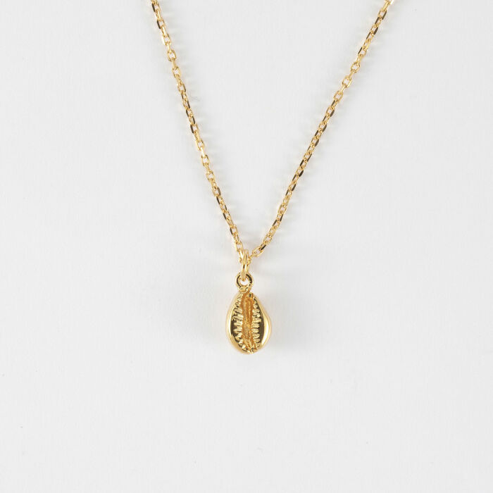 Pendentif coquillage cauri plaqué or 10 mm - face