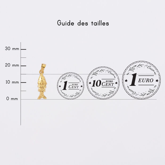 Breloque poisson articulé plaqué or 15 mm - comparaison pièce