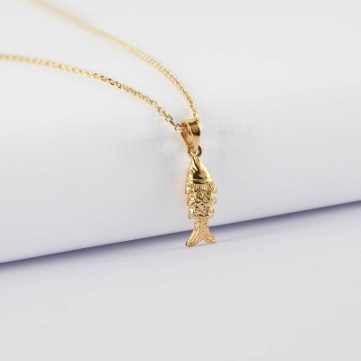 Pendentif poisson articulé plaqué or 15 mm - coté