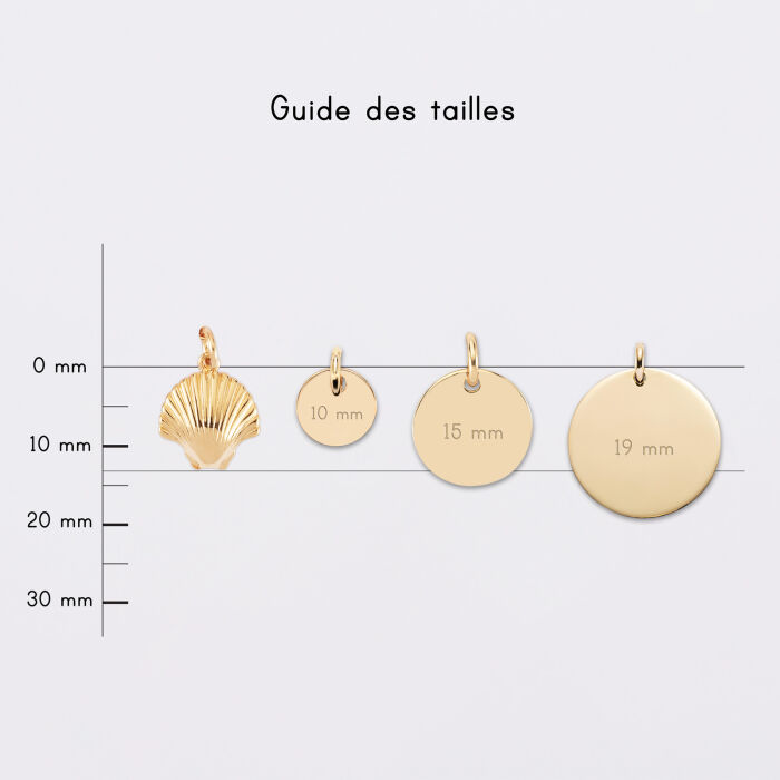 Breloque coquillage coque plaqué or 13 mm - comparaison médaille