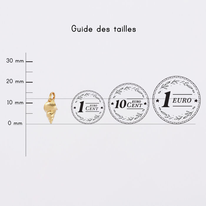 Breloque coquillage scalaire plaqué or 12 mm - comparaison taille pièce