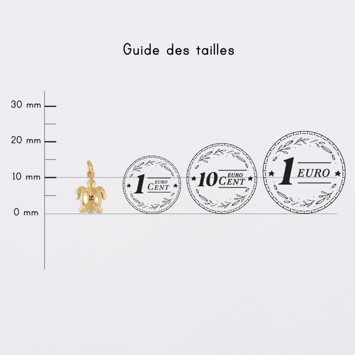 Breloque tortue plaqué or 10 mm - comparaison taille pièce