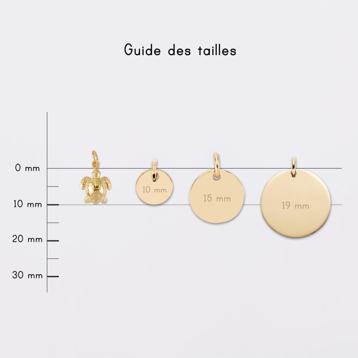 Breloque tortue plaqué or 10 mm - comparaison médaille