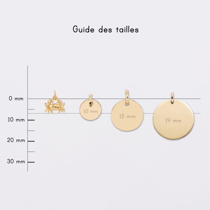Breloque crabe plaqué or 7x12 mm - comparaison médaille