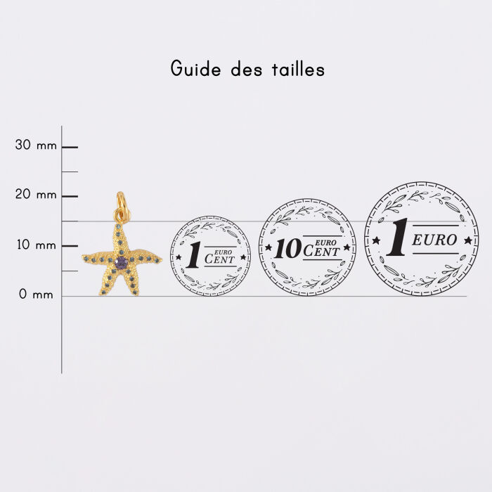 Breloque étoile scintillante zircons bleus plaqué or 15 mm - comparaison pièces