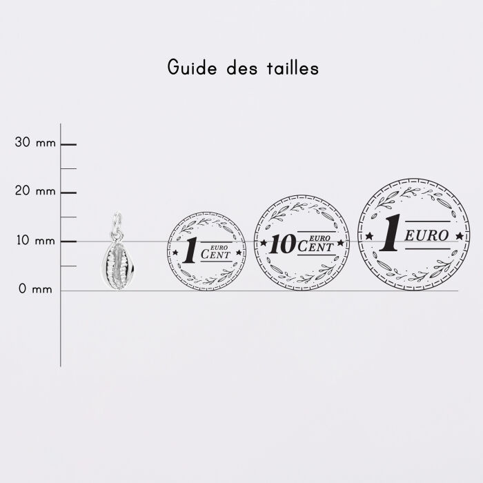 Breloque coquillage cauri argent 10 mm - comparaison taille pièce