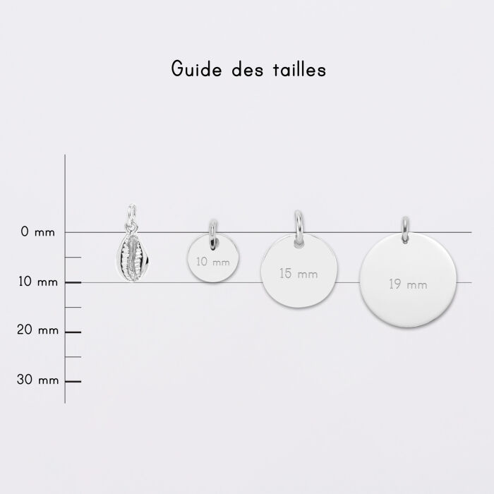 Breloque coquillage cauri argent 10 mm - comparaison taille médaille