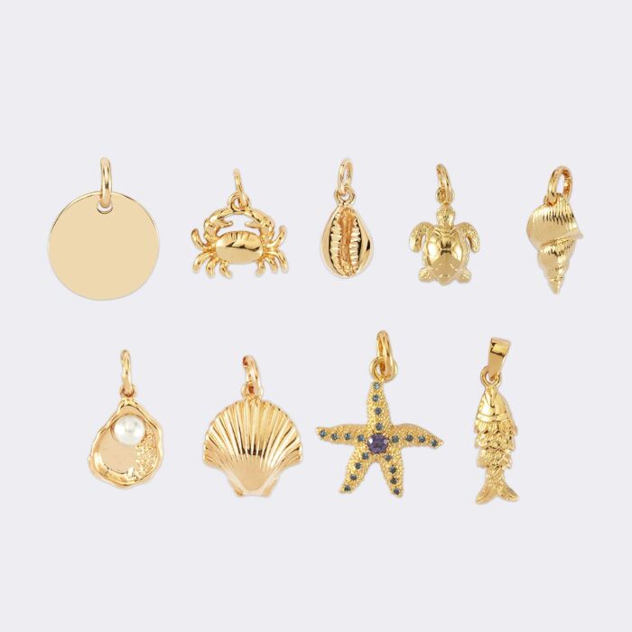 Bracelet personnalisé cordon mousqueton 17x11 mm médaille gravée plaqué or 15 mm et breloque(s) summer - à composer