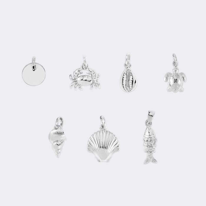 Breloques summer Argent et médaille 10 mm