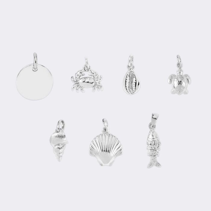 Bracelet personnalisé cordon mousqueton 17x11 mm médaille gravée argent 15 mm et breloque(s) summer - à composer