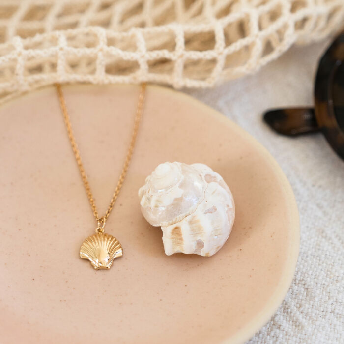 Pendentif coquillage coque plaqué or 13 mm - ambiance