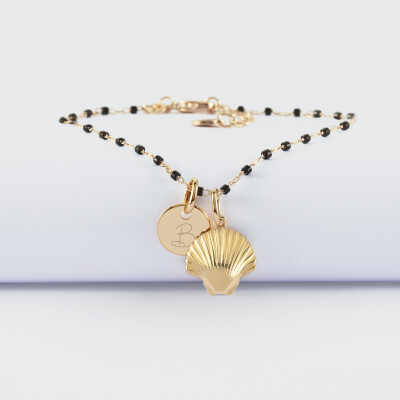 Bracelet perles Miyuki colorées personnalisé médaille gravée plaqué or 10 mm et breloque(s) summer - à composer - lettre B