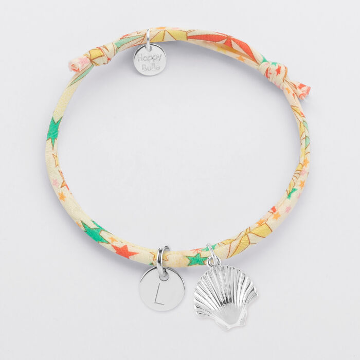 Bracelet enfant Liberty personnalisé médaille gravée argent 10 mm et breloque(s) summer - à composer - initiale L