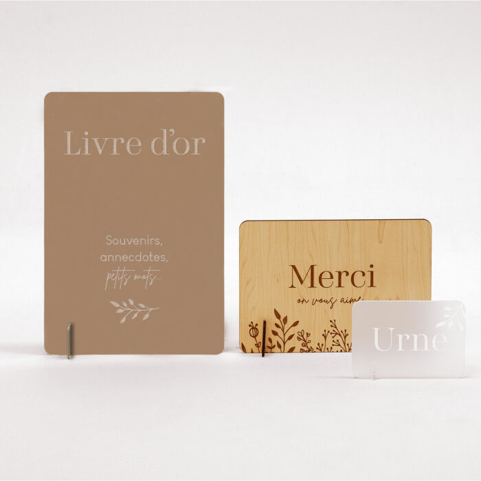 Panneau livre d'or illustré acrylique beige 243x346 - Bohème