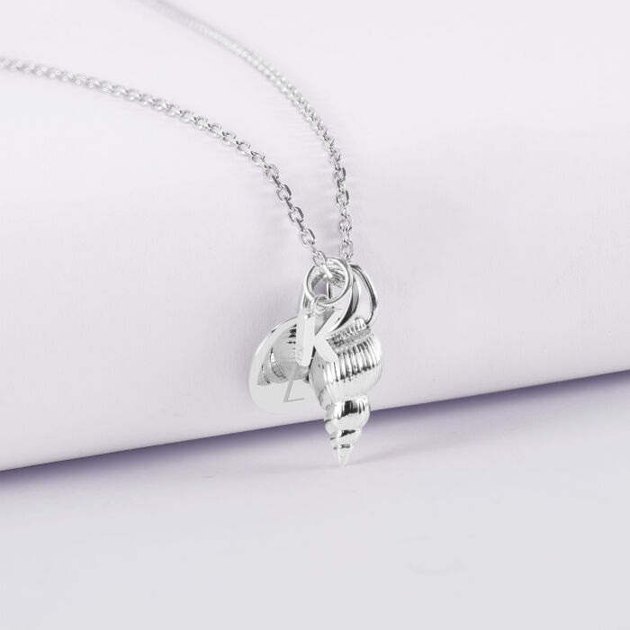 Pendentif personnalisé médaille gravée argent 10 mm et breloque(s) summer - à composer - alphabet Z