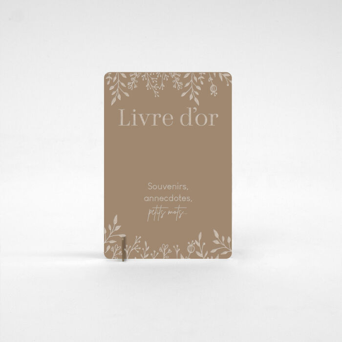 Panneau livre d'or illustré acrylique beige 243x346 - Bohème
