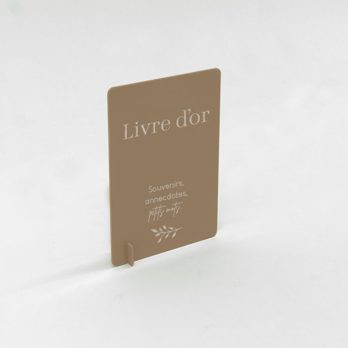 Panneau livre d'or illustré acrylique beige 243x346 - Bohème