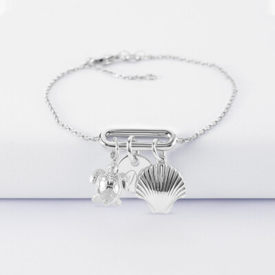 Bracelet chaîne ovale ouvert personnalisé médaille gravée argent 10 mm et breloque(s) summer - à composer - lettre