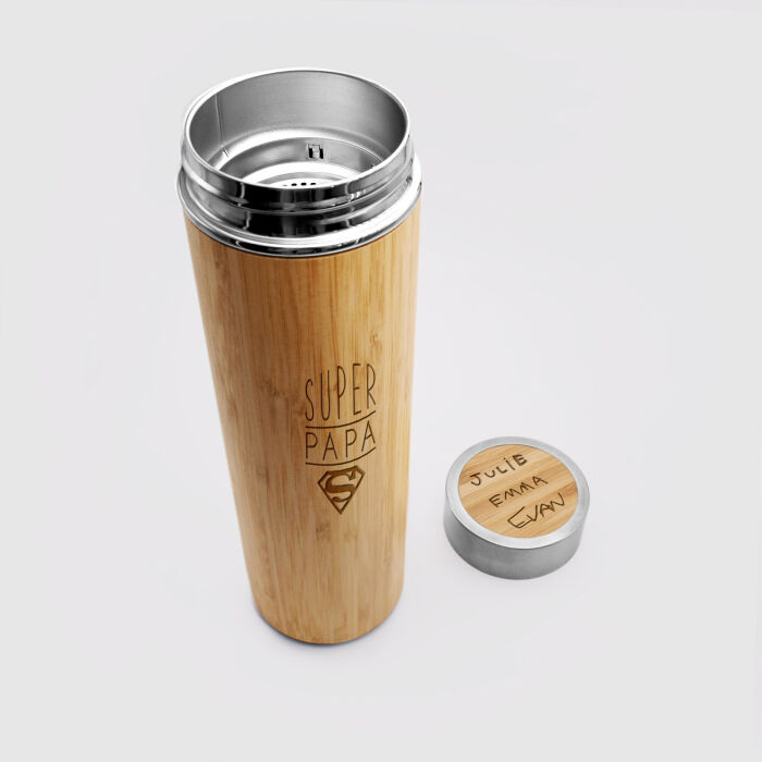 Botella isotérmica personalizada bambú 500 ml